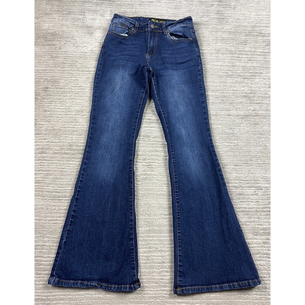 Stag‎ Jeans Juniors 7 Blue Dark Wash Denim Flare Leg Cotton Blend Y2K 90s